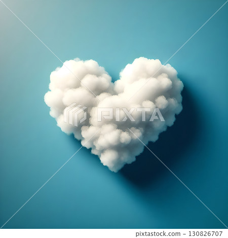 Love heart shaped clouds on blue background, earth day, environment, environmental protection, climate information communication report sea report material piece 130826707