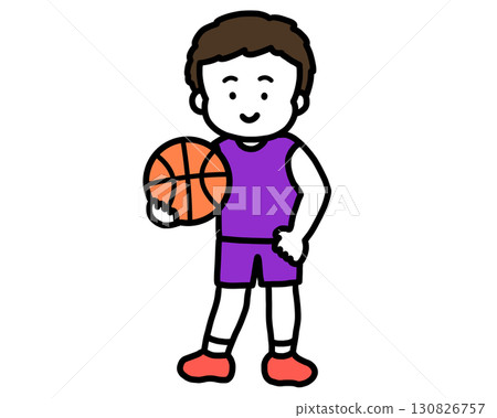 Boy playing basketball, black hair Boy playing basketball, black hair 130826757