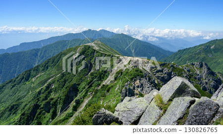 [Nagano Prefecture] Central Alps - Summer view of Mount Utsugi seen from Mount Hoken 130826765