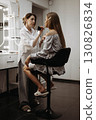 Makeup artist at work. Makeup artist creates image for model 130826834