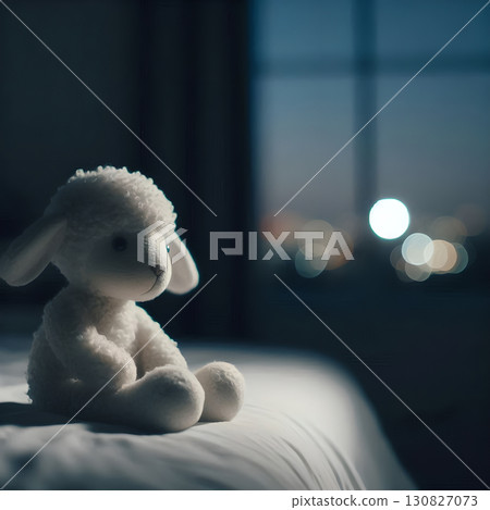 深夜地下室，一隻心未打開的小羊坐在床上，失眠，睡眠問題，抑鬱相關概念材料表 130827073