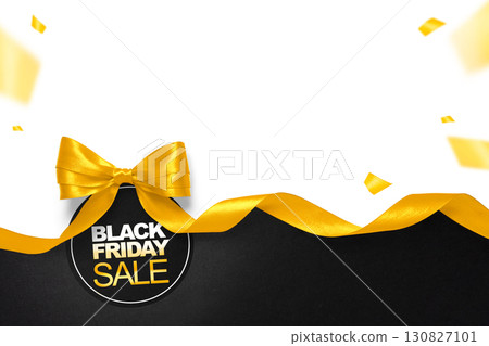 Luxurious Black Friday template with ribbon bow and copy space for promotion Useful for retail promotion and social media ads 130827101
