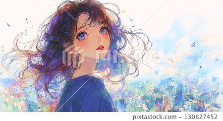 一個女孩在看著我們 130827452