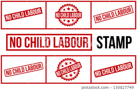 No Child Labour Rubber Stamp Set Vector 130827749