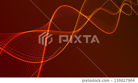 Abstract Digital Wave with Flowing Lines and Glowing Particles. 130827904