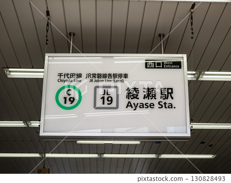 Tokyo Metro and JR East "Ayase Station" station name display Tokyo Metro and JR East "Ayase Station" station name display 130828493
