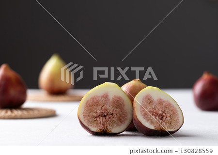 Fresh fig on white background, Autumn fruit 130828559