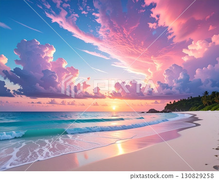Sunset over the sea 130829258