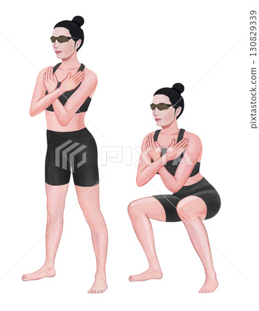 Squat illustration - 3 Squat illustration - 3 130829339