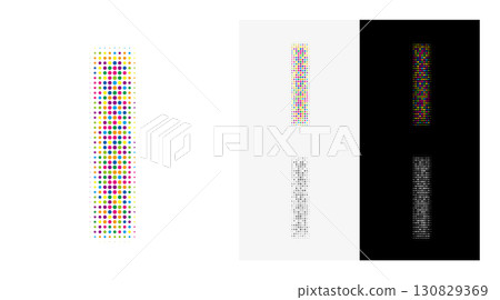Colorful dotted letter I (eye), eye-catching image on white background Colorful dotted letter I (eye), eye-catching image on white background 130829369
