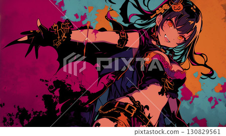 Girl enjoying halloween Girl enjoying halloween 130829561