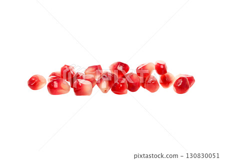 Freshly arranged red pomegranate seeds, isolated, PNG Freshly arranged red pomegranate seeds, isolated, PNG 130830051