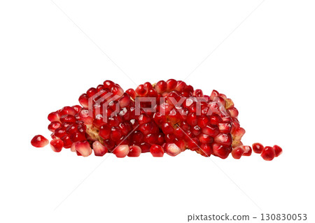Attractive pomegranate seeds on white surface, isolated, PNG 130830053