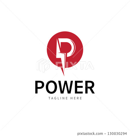Letter P Electric Logo  letter P and lightning bolt combination   tunder bolt design logo template  vector illustration 130830294