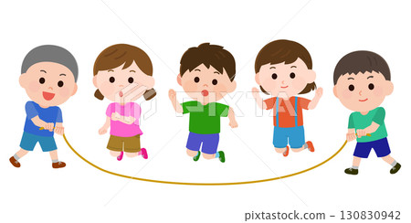 Children jumping rope illustration 130830942