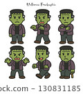 Halloween Frankenstein Monster Illustration Set (Vector) 130831185