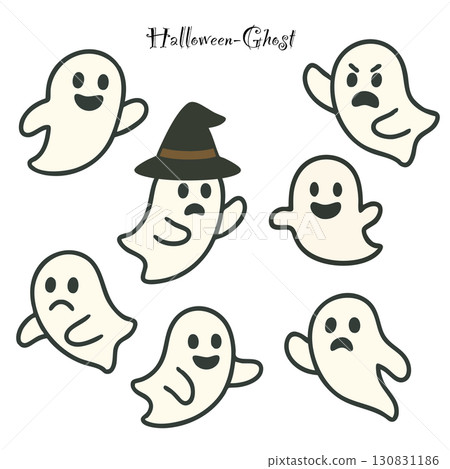 Halloween ghost illustration set (vector material) 130831186