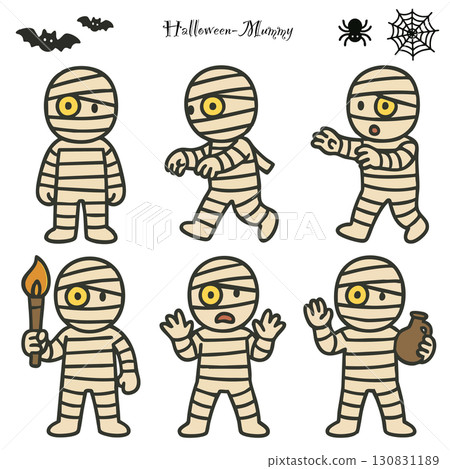 萬聖節木乃伊插圖集（向量素材） 130831189