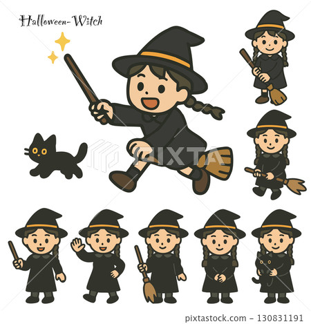 Halloween witch illustration set (vector material) Halloween witch illustration set (vector material) 130831191