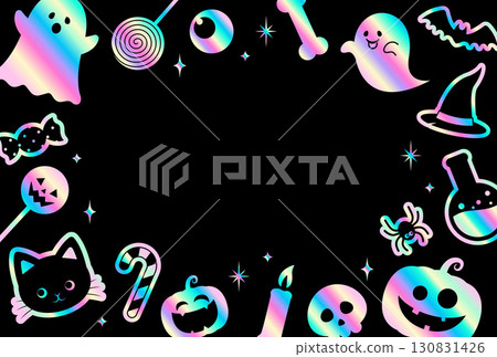 Halloween pastel hologram sticker design background illustration Halloween pastel hologram sticker design background illustration 130831426