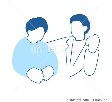 Vector illustration of a doctor encouraging a patient Vector illustration of a doctor encouraging a patient 130831459