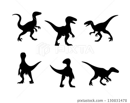 Velociraptor silhouette set illustration Velociraptor silhouette set illustration 130831478