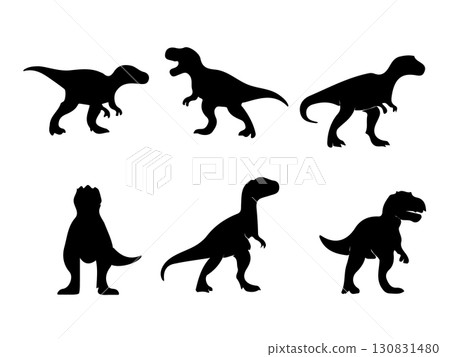 Tyrannosaurus Rex (T-Rex) silhouette set illustration 130831480