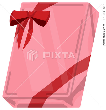 A flat present with a large, cute ribbon 130831866