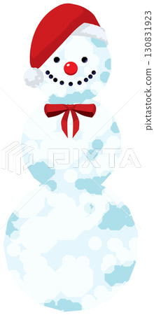 Three-tiered snowman with various hats 130831923