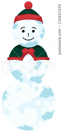 Three-tiered snowman with various hats 130831939