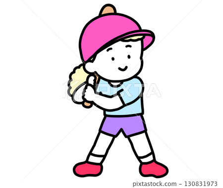 Smiling blonde girl holding a bat Smiling blonde girl holding a bat 130831973