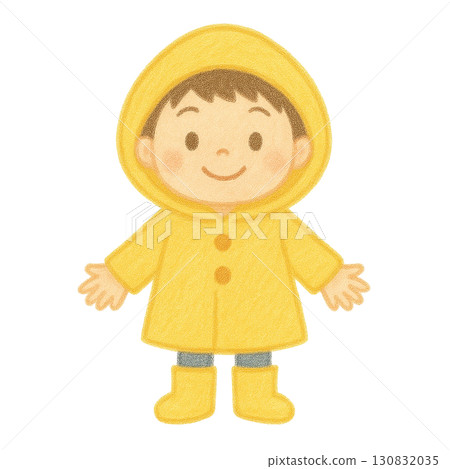 [雨季]穿著雨衣的男孩插畫 130832035