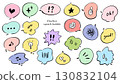 Colorful hand drawn emotion speech bubble icon set 130832104