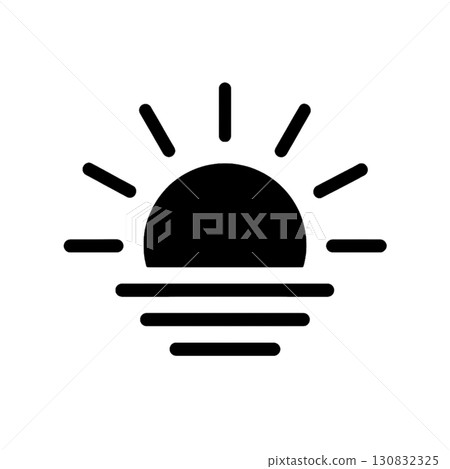 簡單的日出圖示素材 - 太陽，日出，簡約設計 130832325