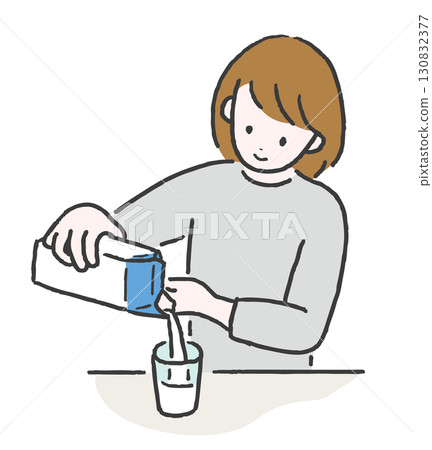 Woman pouring milk Woman pouring milk 130832377