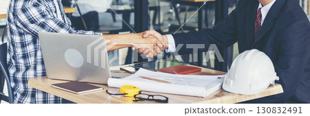 Banner Trust honesty business customer handshake together promise partner. Panorama Businessman teamwork diversity solidarity team Partner hands together. Team meeting shaking hands with copy space 130832491