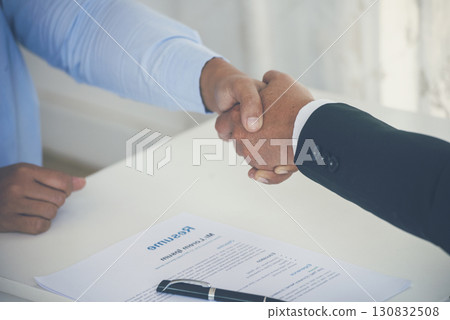 Team Business Partners shaking hands together to Greeting Start up new project. Shakehand Teamwork Partnership at office desk. Businessman partners handshake together.  Business concept 130832508