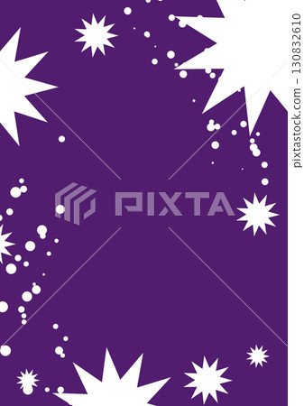 White star and splash frame design on purple background 130832610