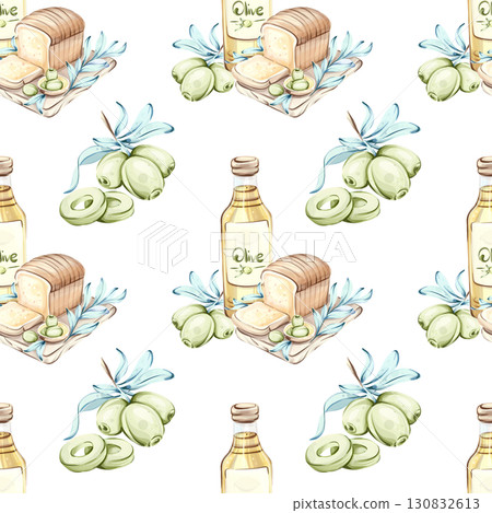 Olives and olive oil seamless pattern background wallpaper illustrating the essence of Italian cuisine and natures beauty featuring fresh olives healthy bread and vibrant colors that celebrate Olives and olive oil seamless pattern background wallpaper illustrating the essence of Italian cuisine and natures beauty featuring fresh olives healthy bread and vibrant colors that celebrate 130832613