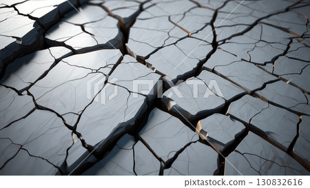 Cracked Surface Revealing Intricate Patterns of Dried Earth Under Gentle Light Cracked Surface Revealing Intricate Patterns of Dried Earth Under Gentle Light 130832616