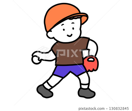 一個男孩扔球 130832845