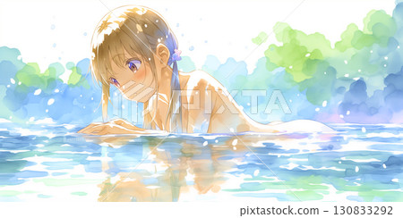 女孩在水里玩 女孩在水里玩 130833292