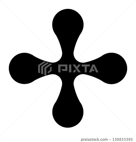 Abstract five-arm shape, radial symmetry, black splat icon design 130833393