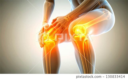 人工智慧生成的人體腿部關節劇痛醫學插圖 130833414