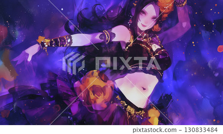 Girl enjoying halloween 130833484