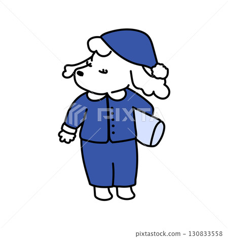 穿著睡衣的狗的插圖 130833558