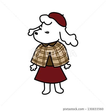 一隻狗穿著秋季服裝的插圖 一隻狗穿著秋季服裝的插圖 130833560