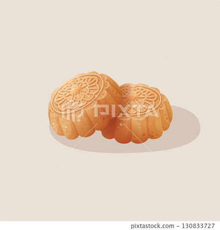 Hand-drawn style cute moon cake square, Mid-Autumn Festival Celebration Sea Report Report Material Piece 130833727