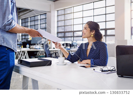 People in office giving documents for business coworking, startup planning and career workflow management. Project proposal, job application and paperwork of administration woman or person with smile People in office giving documents for business coworking, startup planning and career workflow management. Project proposal, job application and paperwork of administration woman or person with smile 130833752