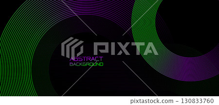 Green and purple Minimalist abstract background with circle lines and gradients in light tones with futuristic hi technology concept 130833760